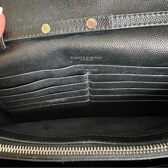 YSL / SAINT LAURENT BLACK CLASSIC CASSANDRE WALLET ON CHAIN IN GRAINED LEATHER - Picture 9 of 16